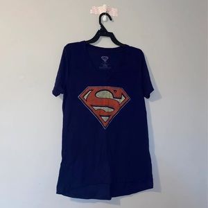 Navy Superman graphic v-neck tee
